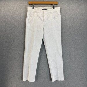 Equestrian Womens White Stretch Pants Textured Straight Leg Ankle Size‎ Medium